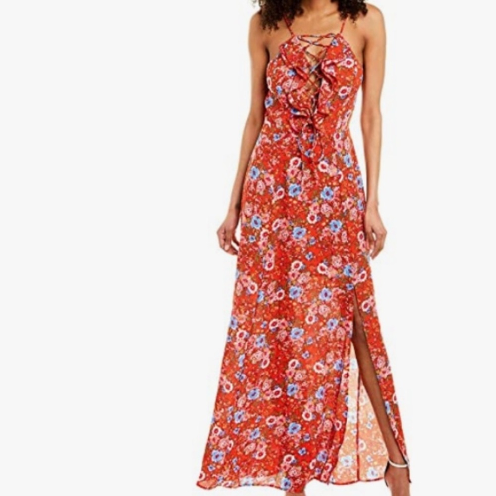 NWOT WAYF Red Floral Maxi Dress